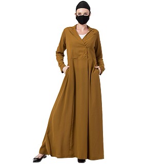 Designer Coat abaya- Golden Brown